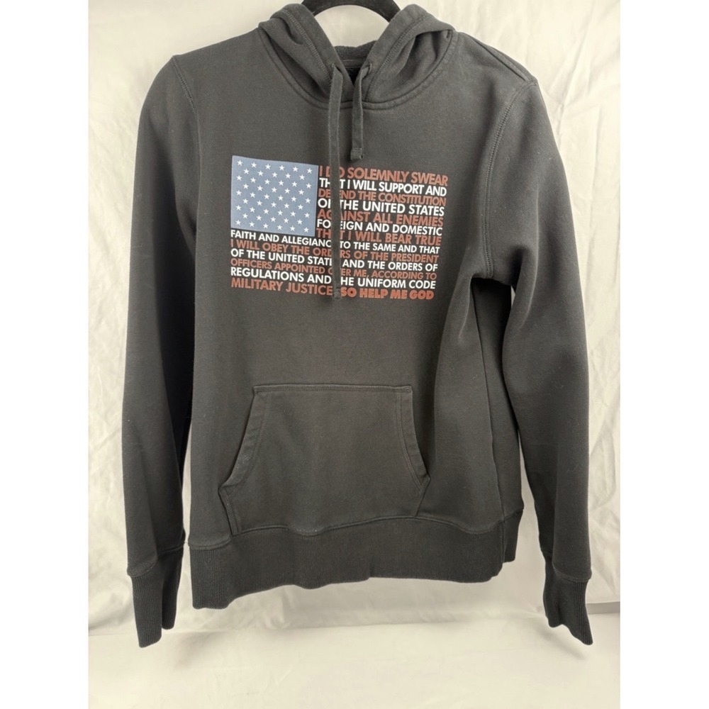 Sport Tek Women's M American Flag Hoodie Military Oath Graphic Black